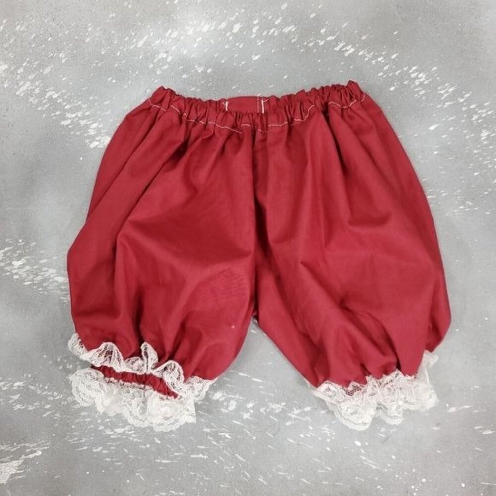 Vintage Lace Full Circle Pinafore Dress Bloomer Set Red Stripe Holiday Twirl - Picture 4 of 10